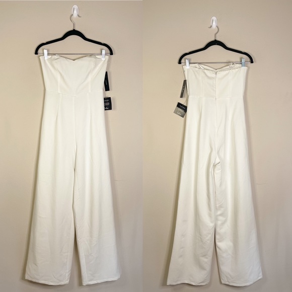 Lulu’s | NWT! Edith White Strapless Wide Leg Jumpsuit Sz: Small - Picture 3 of 7
